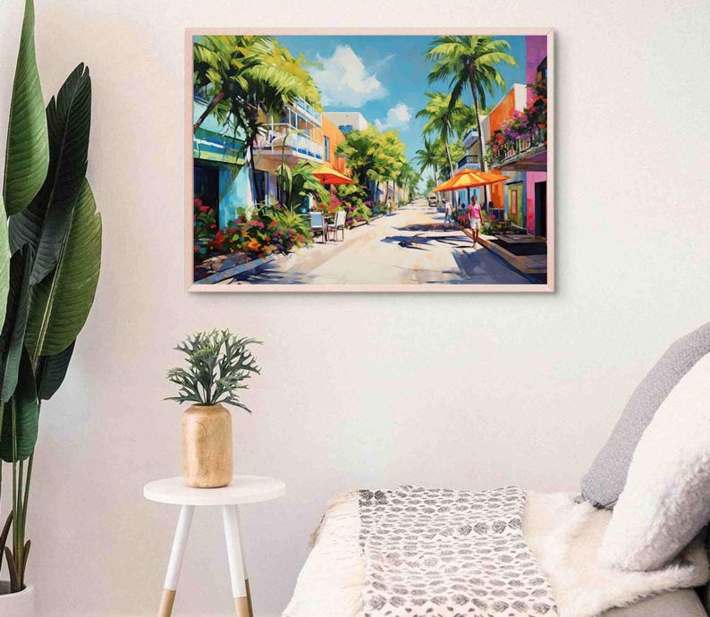 Playa del Carmen Canvas Print, Colorful Mexico Travel Art image 5