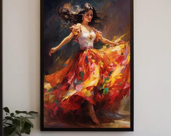 Mexican Dancer Oil Painting | Framed Cultural Canvas Wall Art