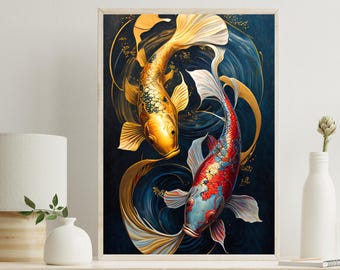 Koi Fish Canvas Print – Modern Abstract Wall Art