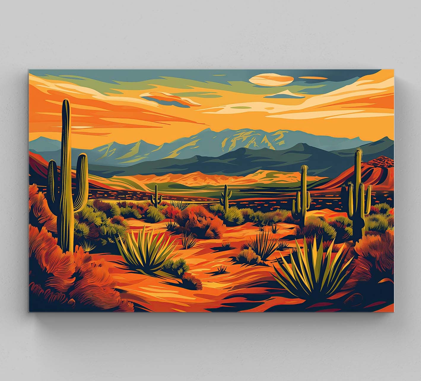 Desert Landscape Painting Canvas Print Desert Wall Art South Western Decor Mexican Desert Art Desert Oil Painting Ready to Hang