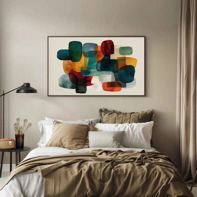 Mid-Century Modern Color Block Canvas Print – Geometric Minimalist Art ...
