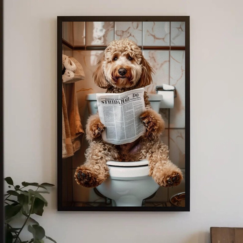Goldendoodle Bathroom Canvas Print – Funny Toilet Humor Art image 6