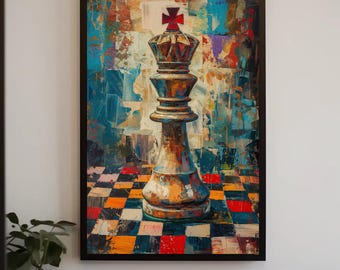 Chess King Canvas Art – Abstract Checkmate Painting