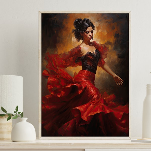 Flamenco Dance Wall Art, Large Canvas Print, Flamenco Poster, Flamenco Painting, Flamenco Print, Spanish Art, Spanish Gift