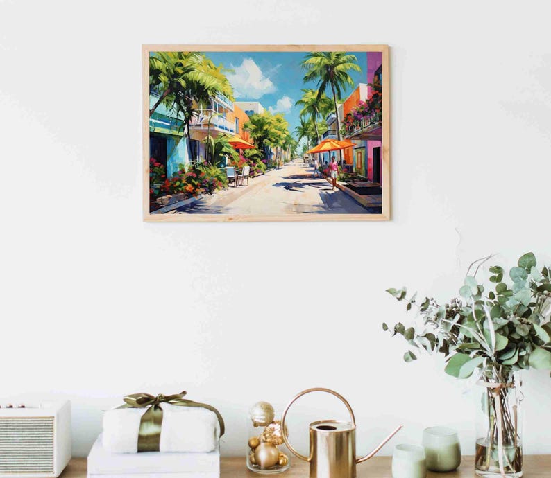 Playa del Carmen Canvas Print, Colorful Mexico Travel Art image 3