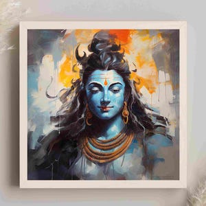Impresión en lienzo de Shiva, arte mural enmarcado del dios hindú
