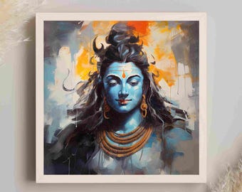 Impresión en lienzo de Shiva, arte mural enmarcado del dios hindú