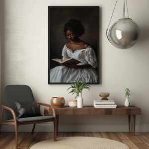 Vintage African American Girl Reading Book Portrait | Black Girl Canvas ...