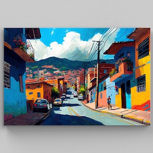 Colombia Art Print - Medellin Colombia Canvas Art - Colombia travel print - Large Wall Art for Colombian Home Decor - Colombia Oil Painting