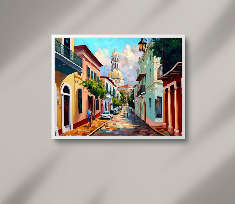 Puerto Rico Art - Original Oil Painting of Old San Juan on Framed ...