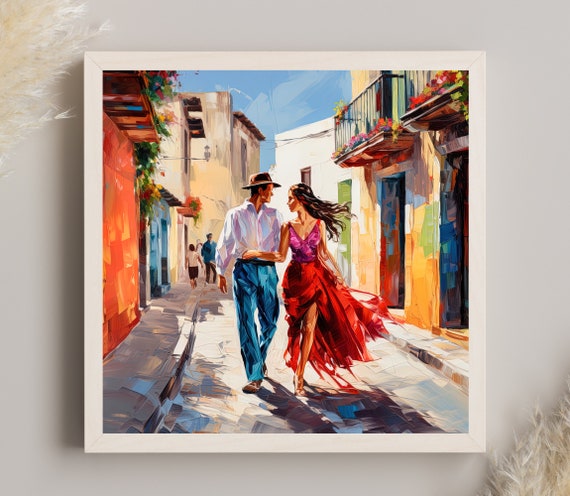 Mexican Lover Wall Art Mexican Couple Print Mexican Large Canvas