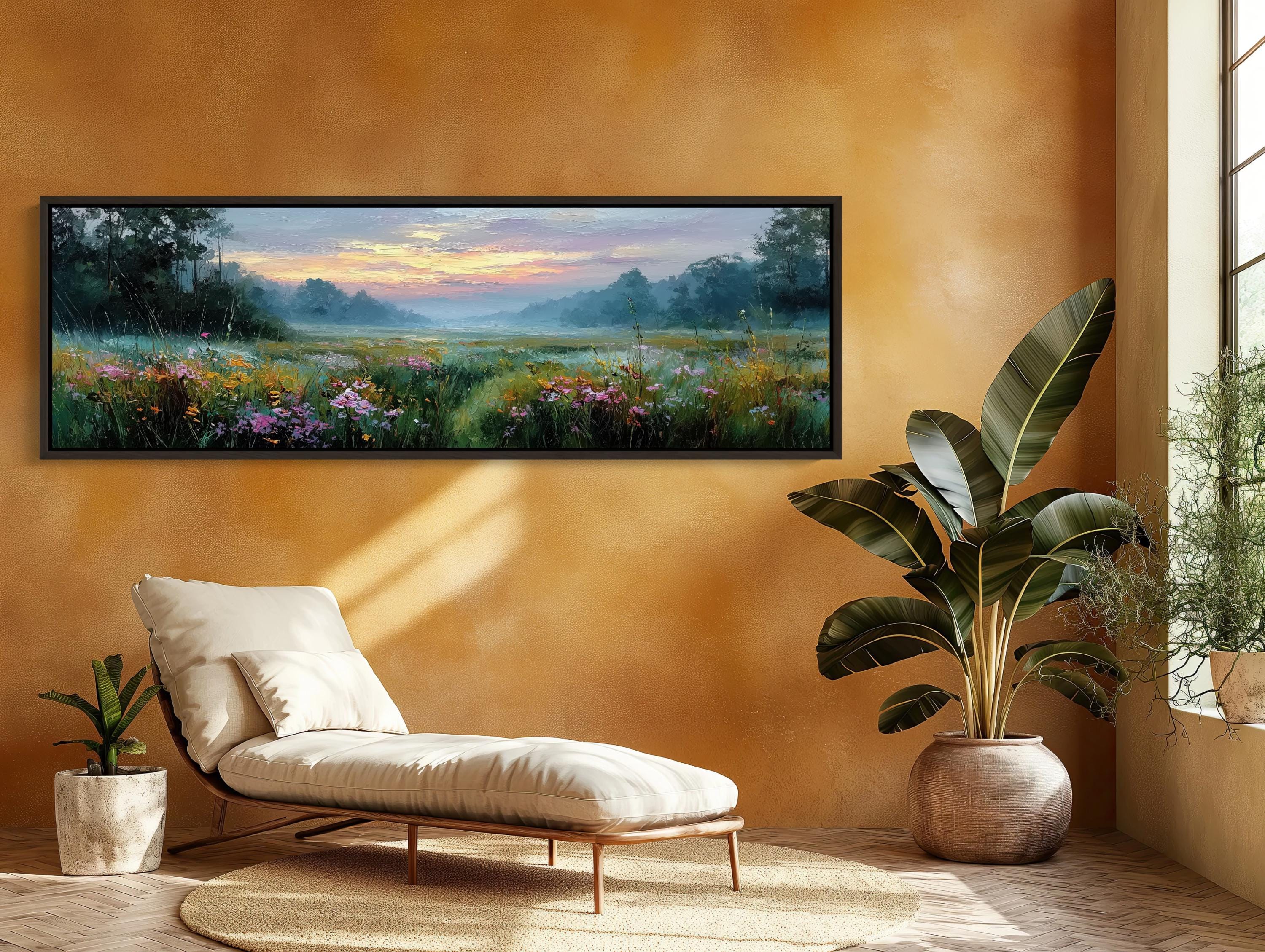 Wildflower Meadow Canvas Print, Panoramic Landscape, Farmhouse Decor - Etsy