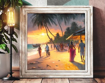 Tamil Nadu Beach Art Print, South Indian Coastal Artwork