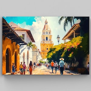Cartagena Oil Painting, Colombia Canvas Wall Art, Colombia Print, Colombia Art Print, Colombia Wall Art, Colombia Gift, Colombia Art