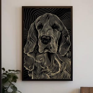 Dog Abstract Wall Art Dog Lover Print Line Art Beagle Dog Modern Canvas Framed Unframed Print Ready to Hang