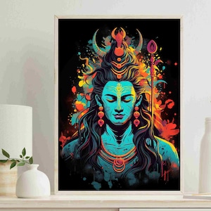 Shiva Art Painting | Shiv ji Framed Poster | Shiv Wall Art | Shiva Decor Prints | Shiva Home Decor | Shiva Canvas Prints