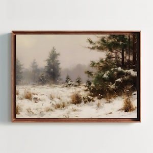 New years Eve Fir trees Vintage Painting, Christmas Canvas Wall Art, Christmas Gift, Winter Wall Art, Impressionist Painting