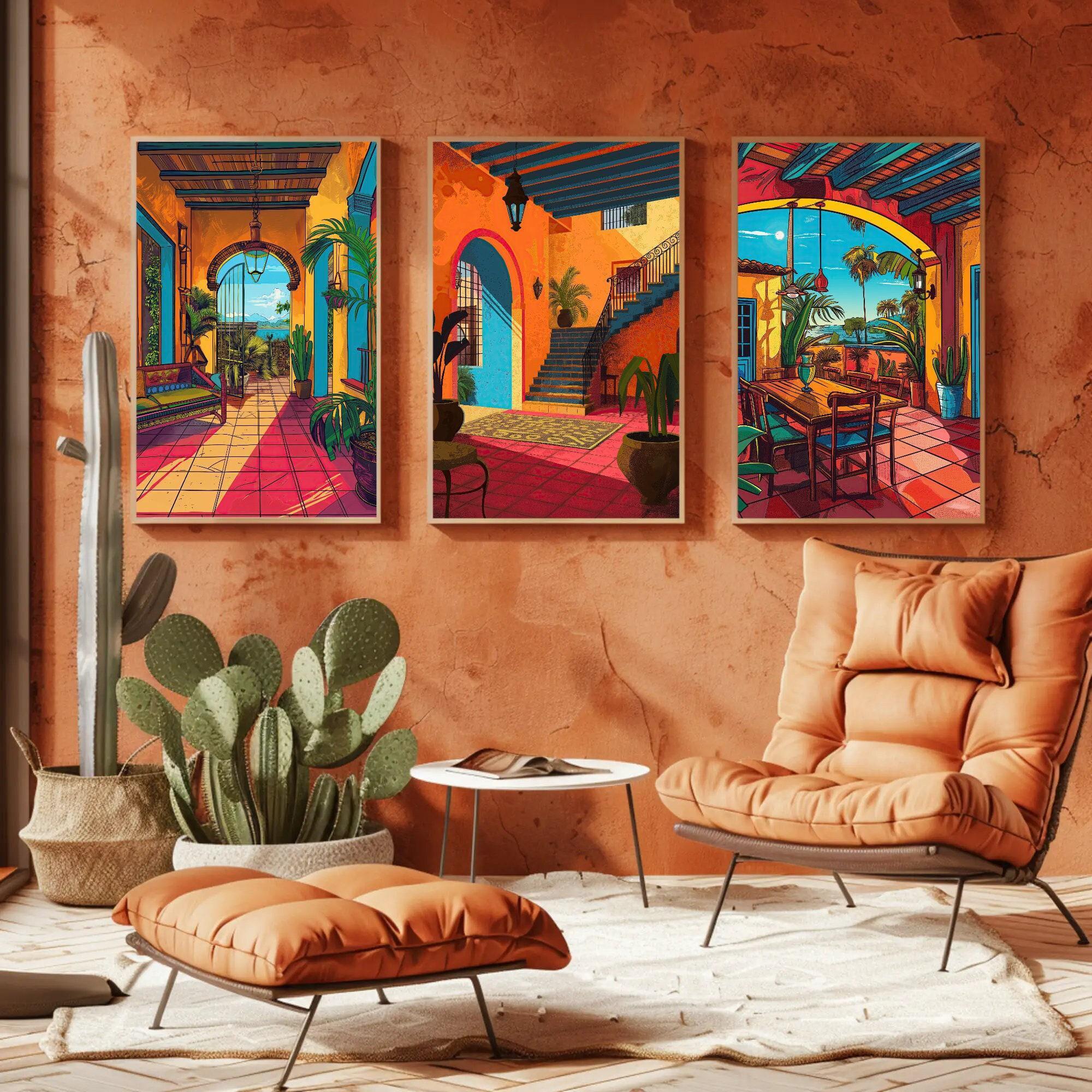 Mexican Villa Canvas Art Set - Vibrant Home Decor, Ready to Hang