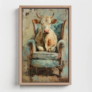 Funny Cow Canvas Print – Rustic Farmhouse Wall Art