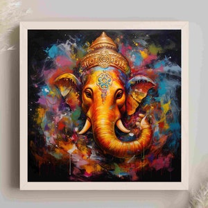 Ganesha Canvas, Framed Print, Ganesh ji Wall Art, Hindu God Wall Art, Ganesha Wall Art, Ganesh Poster, Ready to Hang, Home Decor