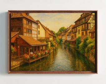 Colmar France Canvas Print: Little Venice Canal, French Country Decor