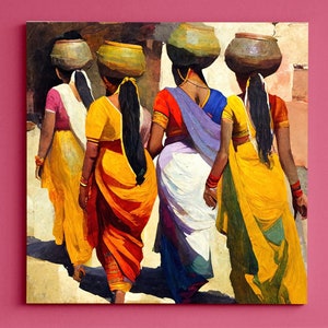 Indian Women Art Indian Decor Art for Wall Traditional India Painting Desi Artwork South Asian Art Poster Original Painting, Home Decor