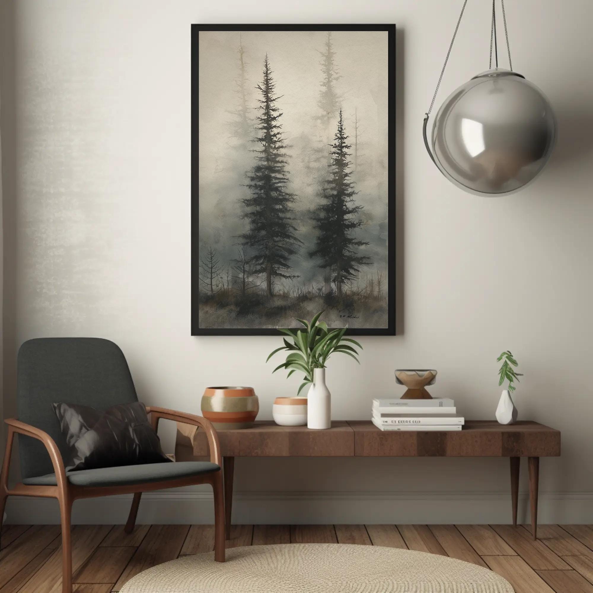 Foggy Pine Tree Forest Canvas Print | Misty Landscape Wall Art | Extra ...