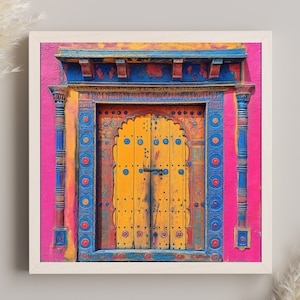 India Canvas Wall Art, Rajasthani Door Print, Bedroom Wall Art, Rajasthan Architecture print, Indian Art, Ready To Hang