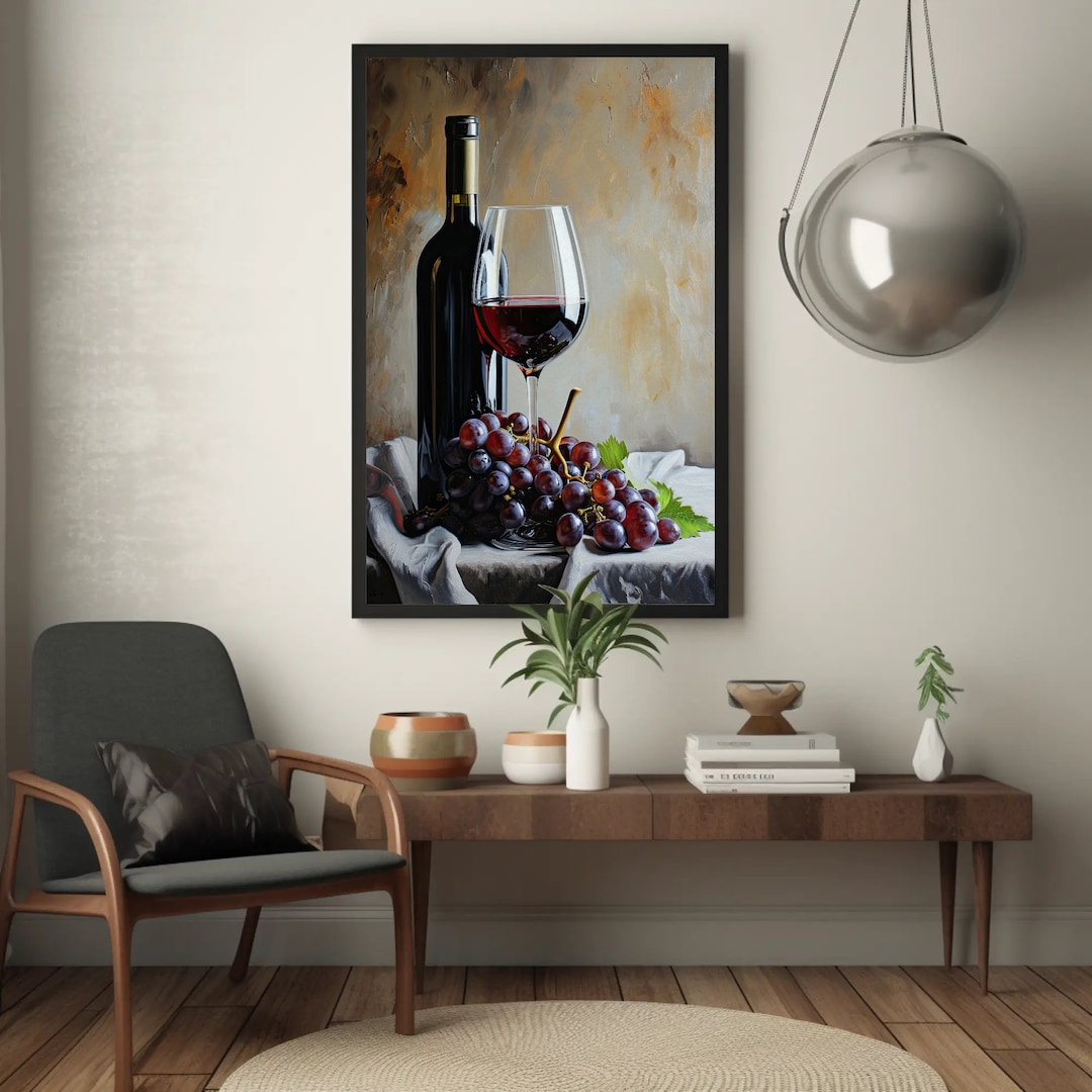 Red Wine Bar Wall Decor Home Bar Decor Wine Lover Artwork Framed Red