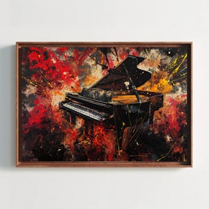 Abstract Music Wall Art - Grand Piano Canvas Print - Extra Large Colorful Painting - Vibrant Wall Art for Music Room, Studio, Creative Decor