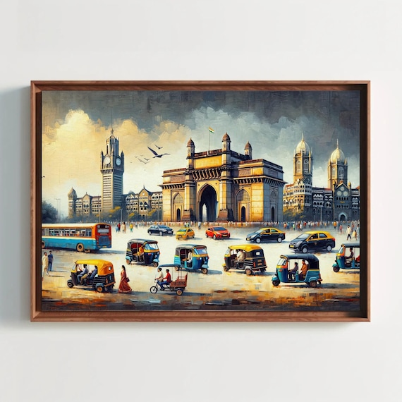 Mumbai India Canvas Print, Bombay Cityscape Wall Art, Ready To Hang