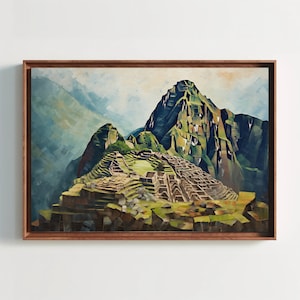 Machu Picchu Oil Painting - Inca Ruins Stunning Peruvian Landscape Art - Machu Picchu Wall Art Canvas Decor - Peruvian Travel Art