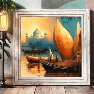 Indian Painting Decor, Colorful Indian Art Prints for Living Room, Traditional Indian Wall Art, Modern Indian Artwork, South Asian Decor