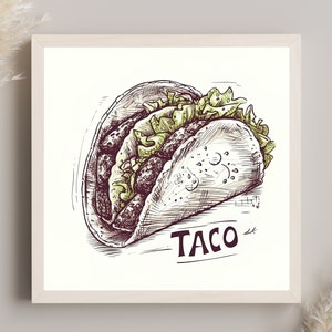 Tacos Wall Art, Mexican Taco Poster, Mexican Food Print, Mexican Kitchen Decor, Mexican Restaurant Decor, Bar Art, Tacos Picture, Nachos