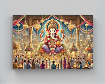 Impresión en lienzo de Ganesh / Dios hindú, arte espiritual indio