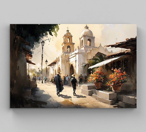 Guanajuato Mexico Painting | Mexican Village Art Print