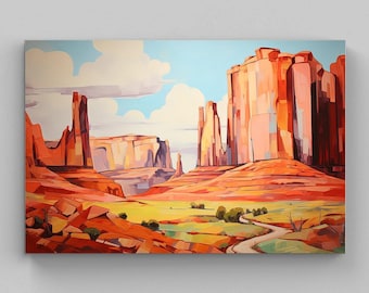Lienzo impreso de Monument Valley: Arte mural con paisaje del desierto de Arizona
