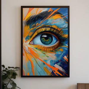 Abstract Eye Painting Canvas | Modern Optometry Office Art, Framed