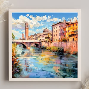 Verona Travel Print, Italy Wall Art, Verona Large Canvas Art Print, Verona Painting, Verona Poster Wall Art