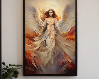 Guardian Angel Canvas Wall Art - Religious Christian Decor