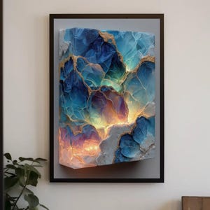 Bioluminescent Ocean Canvas Print, Blue Green Abstract, Ethereal Wall Art