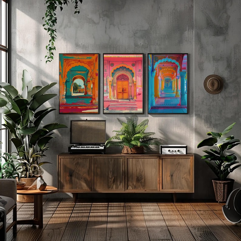 Rajasthan Haveli Canvas Art Set – Traditional Indian Wall Decor, Framed image 10