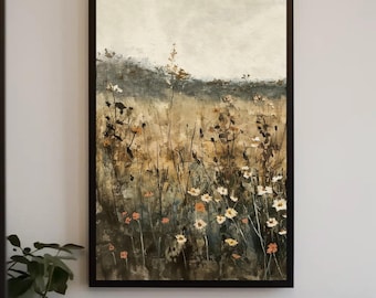 Wildflower Field Canvas Print | Rustic Farmhouse Botanical Art