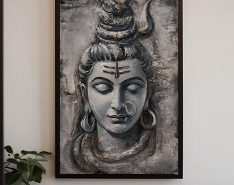 Shiva Hindu God Painting - Spiritual Indian Wall Art, Ready to Hang