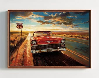 Route 66 Canvas Print | Vintage American Road Trip Art