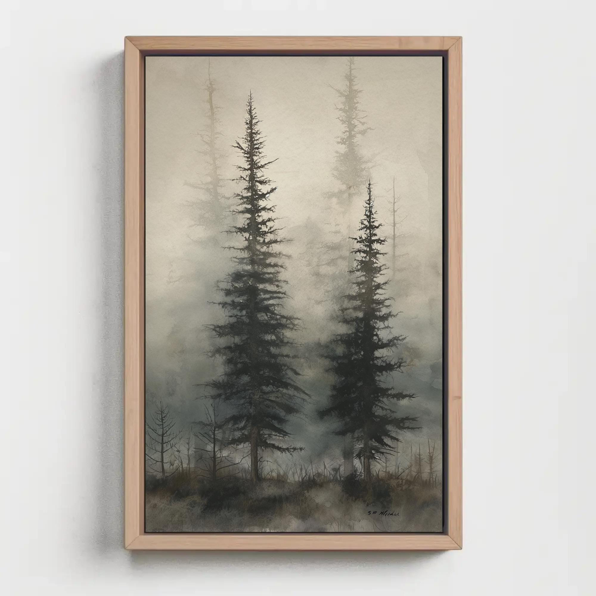 Foggy Pine Tree Forest Canvas Print | Misty Landscape Wall Art | Extra ...