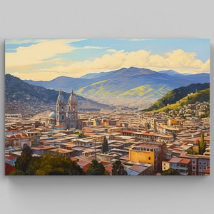 Quito Art Print, Ecuador Art, Ecuadorian Canvas Prints, Ecuadorian Home Decor, Quito Print, Quito Oil Painting, Wall Art