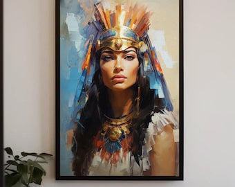 Cleopatra Portrait Canvas, Egyptian Goddess Art, Ancient Egypt Collectible