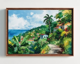 Jamaica Painting Large Wall art Caribbean Wall Art Jamaica Canvas Wall Decor Jamaican Art Ready To Hang