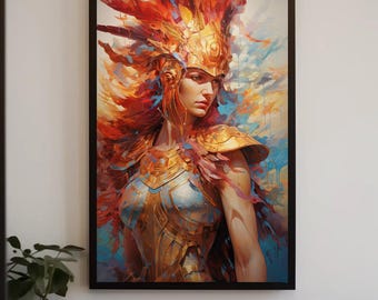Canvasprint van de godin Athena – Griekse oorlogskunst, grote wanddecoratie